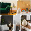 VOLIOS® Keramik Tischlampe ink. 6 Watt LED Birne I Dekolampe I Nachttischlampe I Tischleuchte weiß I beleuchtete Deko (Tropfen)