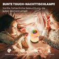 UPXNBOR LED Nachttischlampe Touch Dimmbar mit 256 RGB Farben & 4 Modi, Tischlampe Kabellos mit Timer & Haken, USB Aufladbar, Holzmaserung, Tragbares Nachtlicht für Schlafzimmer, Wohnzimmer