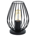 EGLO Tischlampe Newtown, 1 flammige Vintage Tischleuchte, Nachttischlampe aus Stahl, Farbe: Schwarz, Fassung: E27, inkl. Schalter
