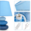 Nachttischlampe "Lina" (Blau) Tischleuchte Keramik Tischlampe mit Stoffschirm, LED geeignet, E14 230V Keramik, Tischlampe, Nachttischleuchte, Fenster Lampe, Sofalampe. Fensterbank Lampen