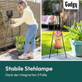 Gadgy Outdoor Stehlampe LED Solar mit Blumenständer – Wasserdichte Stehlampe für Garten & Balkon – Solarbetriebene Standleuchte für Nachhaltige Beleuchtung – LED Außenstehleuchte Dreibein