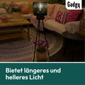 Gadgy Outdoor Stehlampe LED Solar mit Blumenständer – Wasserdichte Stehlampe für Garten & Balkon – Solarbetriebene Standleuchte für Nachhaltige Beleuchtung – LED Außenstehleuchte Dreibein