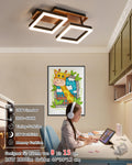 Meloweel LED Deckenlampe Holz dimmbar, Drehbar 350°, Massivholz Schwarz Vintage Deckenleuchte, 28W 40cm 2800lm 3000K-6000K mit Fernbedienung Schlafzimmerlampe, Memory-Funktion, 3W Nachtlicht