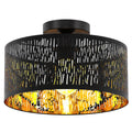 FRIDEKO HOME Moderne Deckenlampe Schwarz,Durchbrochener Rund Ø30cm Deckenleuchte E27 One Flammige Stoff Lampenschirm Lampe für Schlafzimmer Wohnzimmer Küche Flur