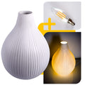 VOLIOS® Keramik Tischlampe ink. 6 Watt LED Birne I Dekolampe I Nachttischlampe I Tischleuchte weiß I beleuchtete Deko (Tropfen)