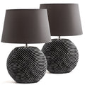 BRUBAKER 2er Set Tisch- oder Nachttischlampen Zen Garden Anthrazit Grau - Keramikfüße in zweifarbigem, mattem Finish - 38 cm Höhe
